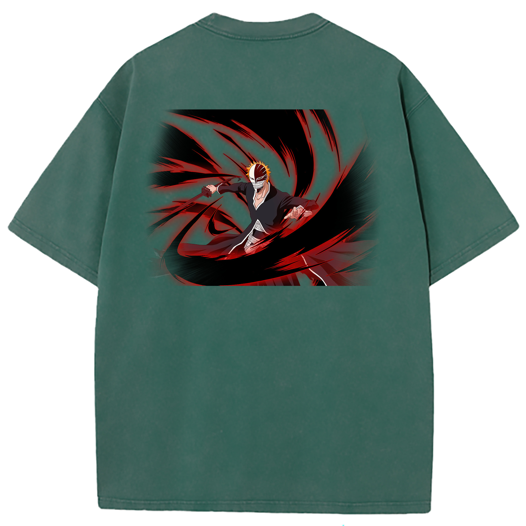 （画像用） ブリーチ 黒崎一護（くろさき いちご）BLEACH Kurosaki Ichigo 綿100% ヴィンテージ風 半袖Tシャツ（背面プリント）